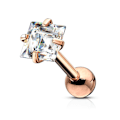 Miniatyrbilde 6 av 7: Tragus/Cartilage Piercing i IP-316L stål  4,7mm Fyrkantigt CZ Gold 2 Guld