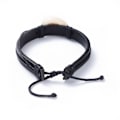 Pikkukuva 4 / 4: Justerbar  Svart Läder Armband med Kaurisnäcka