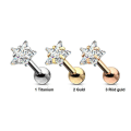 Miniatyrbild 3 av 5: Rödguld Stjärnformad Tragus/Cartilage Piercing i IPstål 4mm CZ 3 Rödguld