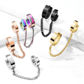 Miniatyrbillede 10 af 10: Tragus Linked kæde med Hoops øreringe i IP-316L kirurgisk stål 1 Guld