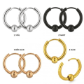 Miniatyrbilde 3 av 6: 1Par 12 mm Hoops örhängen i 316L kirurgiskt stål med kula Gold 4