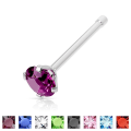 Miniatyrbilde 1 av 9: 1 st. Näspiercing i 316L Kirurgiskt stål med 3 mm rund CZ 4 Grön
