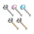 Miniatyrbillede 1 af 2: Pack med 5 st. Näspiercing i 316L stål med 2,5 mm cubik zirkon
