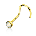 Miniatyrbillede 1 af 5: Skruvbar näspiercing Grade 23 Titanium med"press fit"2 mm Opalit  2 Gul guld