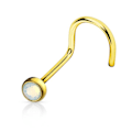 Pikkukuva 1 / 5: Skruvbar näspiercing Grade 23 Titanium med"press fit"2 mm Opalit  2 Gul guld