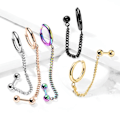 Miniatyrbillede 10 af 10: Tragus Linked kæde med Hoop øreringe i IP-316L kirurgisk stål 1 Guld