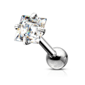 Miniatyrbillede 1 af 2: Tragus/bruskpiercing i IP-316L stål 4,7 mm Square CZ Titanium grey