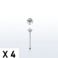 Miniatyrbillede 4 af 5: Obs 3 st. Näspiercing i silver med 2 mm. rund vit strass  (k)