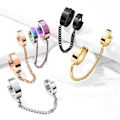 Miniatyrbillede 10 af 10: Tragus Linked kæde med Hoops øreringe i IP-316L kirurgisk stål 4 Stål