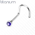 Miniatyrbillede 4 af 11: Påskruet næsepiercing i Grade 23 Titanium med "press fit" zirkon 6 peridot grön
