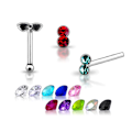 Pikkukuva 2 / 2: 1 st. Näspiercing i 925 silver med 2 strass stenar 9 AB (aurora borealis) 9 AB (aurora borealis)