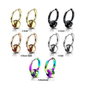 Miniatyrbilde 3 av 9: 1Par 17 mm Hoops örhängen i IP 316L Kirurgiskt stål med kula 3 Rose Guld