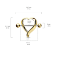 Miniatyrbillede 2 af 3: Hjerteformet Nipple Shield Ring i forgyldt 316L stål Gold