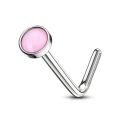 Miniatyrbild 10 av 11: 1 L-Formad Näspiercing i 316 stål med "Glow in the dark" sten 6 Stål/Rosa