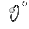 Miniatyrbillede 1 af 6: Piercing ring i hærdet 316L kirurgisk stål med cubic zirconia Black