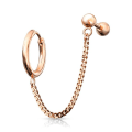 Miniatyrbillede 6 af 10: Tragus Linked kæde med Hoop øreringe i IP-316L kirurgisk stål 1 Guld