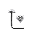 Miniatyrbilde 1 av 2: L-Hjärtformad Näspiercing i 925 sterling silver med Vit CZ