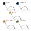 Pikkukuva 2 / 3: Skruvbar näspiercing i G23 Titanium med 3 mm Guld Kula