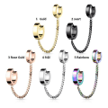Miniatyrbillede 4 af 10: Tragus Linked kæde med Hoops øreringe i IP-316L kirurgisk stål 1 Guld