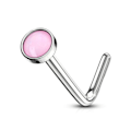 Miniatyrbild 10 av 11: 1 L-Formad Näspiercing i 316 stål med "Glow in the dark" sten 7 Roseguld/Rosa