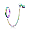 Miniatyrbillede 8 af 10: Tragus Linked kæde med Hoop øreringe i IP-316L kirurgisk stål 4 Stål