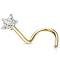 Miniatyrbillede 8 af 9: 1 påskruet næsepiercing i 316L stål med 3 mm stjerneformet CZ 3 Stål/aquamarine CZ