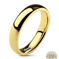 Pikkukuva 1 / 2: 4 mm. bred slät convex ring i guldpläterad 316L stål  Size 12 = 21,39 mm.i diameter