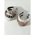 Miniatyrbild 4 av 4: Tygkläd diadem med knyted satin C:a 30~35cm. bred(1beige blom.) 1 beige blommig