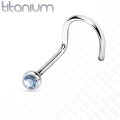 Miniatyrbillede 9 af 11: Påskruet næsepiercing i Grade 23 Titanium med "press fit" zirkon 11 röd
