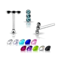 Miniatyrbillede 1 af 2: 1 st. Näspiercing i 925 silver med 3  stenar nr 10 Svart (R) Black