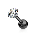 Miniatyrbillede 1 af 3: Tragus/bruskpiercing med 4 mm CZ i sort IP-316L stål