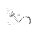 Miniatyrbillede 2 af 2: 1 påskruet næsepiercing i 316L stål, 3 mm stjerneformet ametyst CZ
