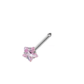 Pikkukuva 6 / 8: 1 st. Näspiercing i 316L Kirurgiskt stål med 3mm Stjärnformad CZ 4 Rosa