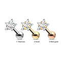 Miniatyrbillede 3 af 5: Stjärnformad Tragus/Cartilage Piercing i IP-316L stål 4 mm CZ 2 Guld
