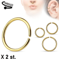 Miniatyrbilde 1 av 9: 2 stk. 10 mm Piercing ring i glødet 316L kirurgisk stål (8 valg) 4 Guld