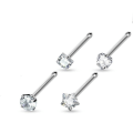 Pikkukuva 1 / 2: 1 st. Näspiercing i 316L stål med 3 mm cubik zirkon 2 fyrkant