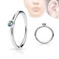 Miniatyrbillede 5 af 7: Piercing ring i 316L kirurgisk stål med cubic zirconia 6 Tanzanite