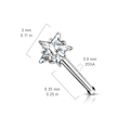 Pikkukuva 3 / 10: 1  Näspiercing i IP Pläterad 316L stål med 3 mm Stjärnformad CZ 4  Stål/ Rosa