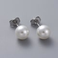 Pikkukuva 3 / 3: Studs Örhängen  i  316L Kirurgiskt stål c:a 8 mm vit pärla