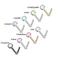Miniatyrbillede 2 af 11: 1 L-formet næsepiercing i 316 stål med "Glow in the dark" sten 5 Svart/vit