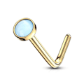 Miniatyrbilde 8 av 11: 1 L-formet nesepiercing i 316 stål med "Glow in the dark" stein 7 Roseguld/Rosa