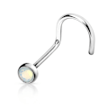 Pikkukuva 5 / 5: Skruvbar näspiercing Grade 23 Titanium med"press fit"2 mm Opalit  2 Gul guld