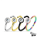 Miniatyrbillede 2 af 6: Piercing ring i hærdet 316L kirurgisk stål med cubic zirconia Multicolor