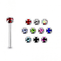 Pikkukuva 1 / 2: 1 kpl Nenälävistykset sterlinghopeaa, kynsisarja 1,5 mm. CZ Multicolor