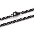 Miniatyrbilde 2 av 2: Unisex Sort kjede i AISI 304 stål 56 cm. lang 3 mm bred