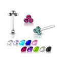 Miniatyrbild 1 av 2: 1 st. Näspiercing i 925 silver med 3 strass stenar (K)(10 färg ) 10 Svart