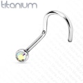 Miniatyrbillede 3 af 11: Påskruet næsepiercing i Grade 23 Titanium med "press fit" zirkon 4 kristall vit