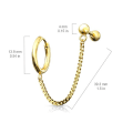 Miniatyrbilde 3 av 10: Tragus Linked kjede med Hoop øredobber i IP-316L kirurgisk stål 1 Guld