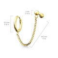 Miniatyrbillede 3 af 10: Tragus Linked kæde med Hoop øreringe i IP-316L kirurgisk stål 1 Guld
