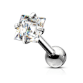 Pikkukuva 5 / 7: Tragus/Cartilage Piercing i IP-316L stål  4 mm, Fyrkantigt CZ 2 Guld